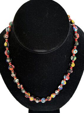 Colorful Venitian Glass Bead Vintage Necklace